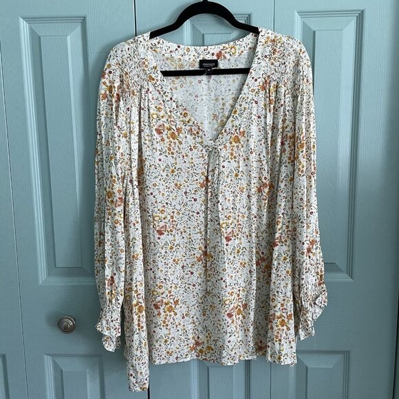 Jones&Co Womens Floral Long Sleeve Blouse 3X V-Neck Pretty Flowy Mature - Picture 1 of 10